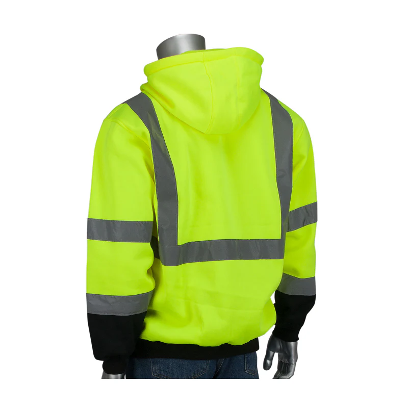 PIP® Hi Vis Hooded Sweatshirt with Black Bottom - ANSI Class 3 Type R - 323-1370B - Image 3