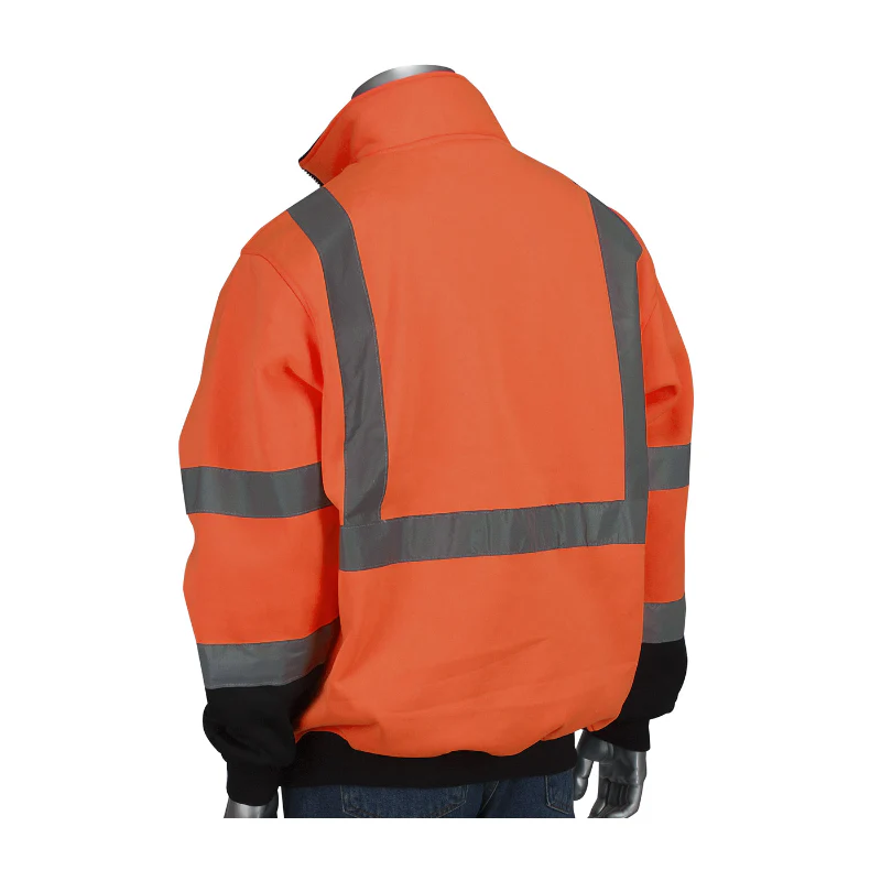 PIP® Hi Vis Quarter-Zip Pullover Sweatshirt with Black Bottom - ANSI Class 3 Type R - 323-1330B - Image 4